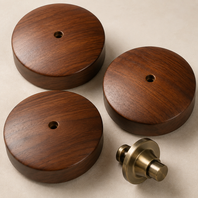 Solid walnut lamp bodies and antique-brass fitting