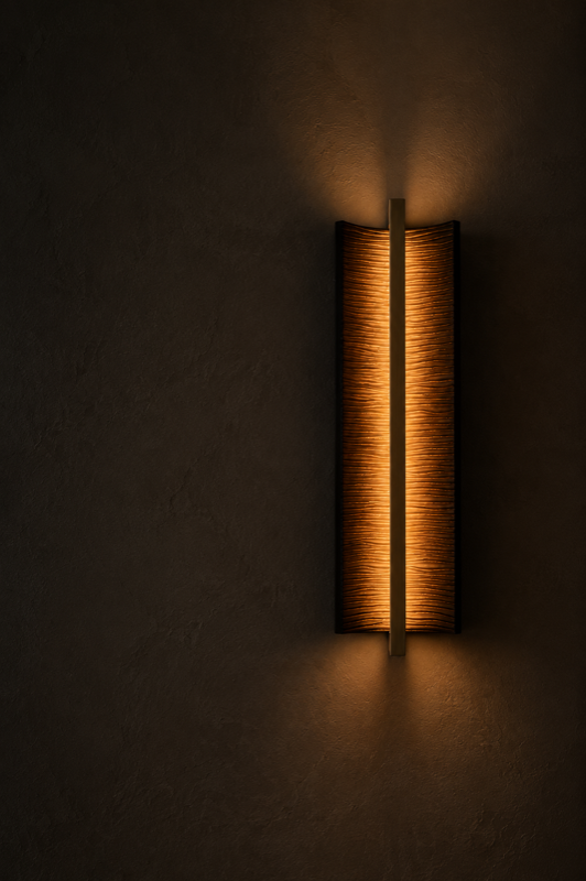 Warm wall light in an intimate reading corner