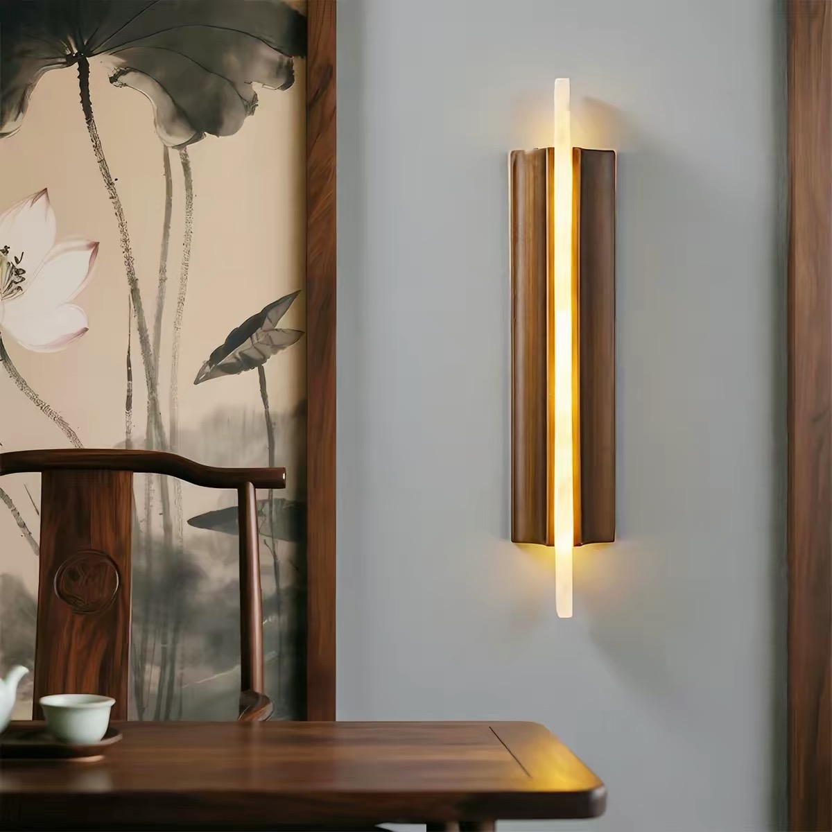 Cloudstone Halo Wall Light, illuminated view