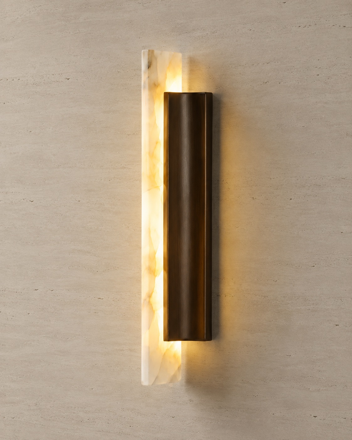 Cloudstone Halo Wall Light on travertine