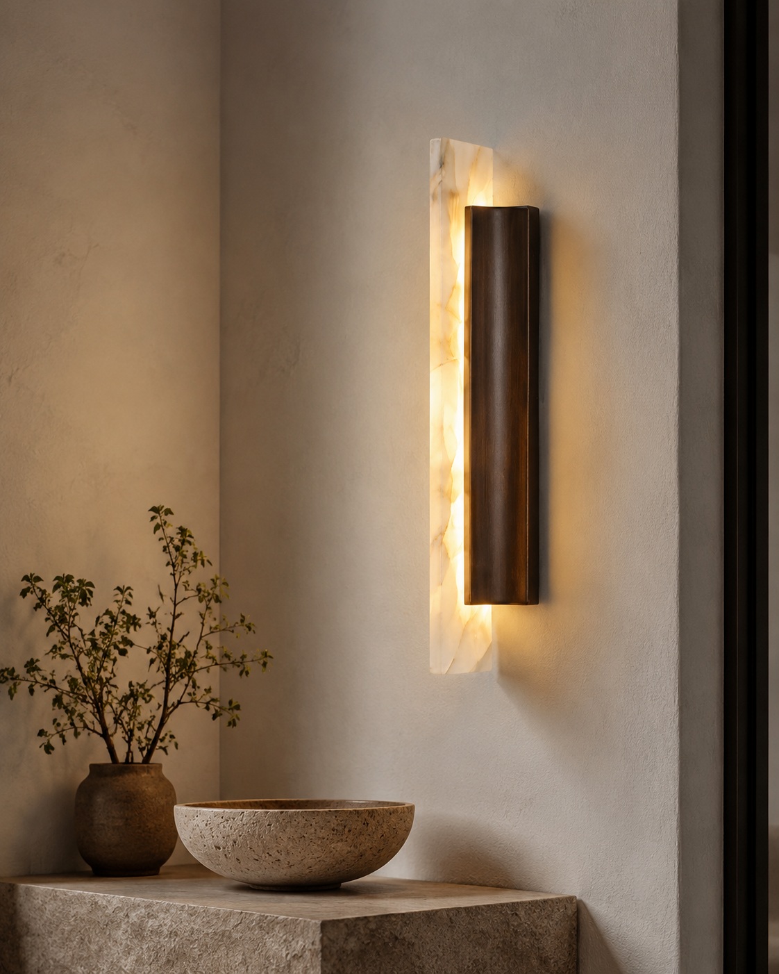 Cloudstone Halo Wall Light in an architectural interior
