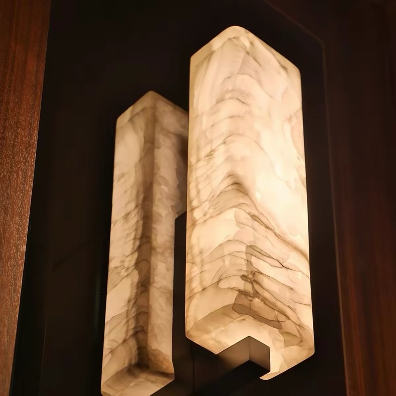 Natural stone wall light detail