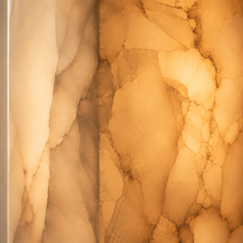 Illuminated natural stone veining detail