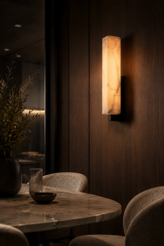 Aureum wall light in a refined dining room