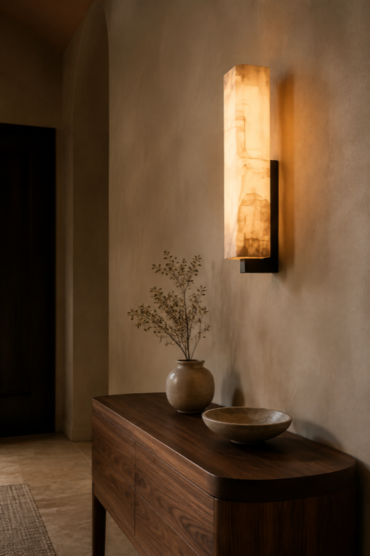 Aureum wall light in a warm entryway