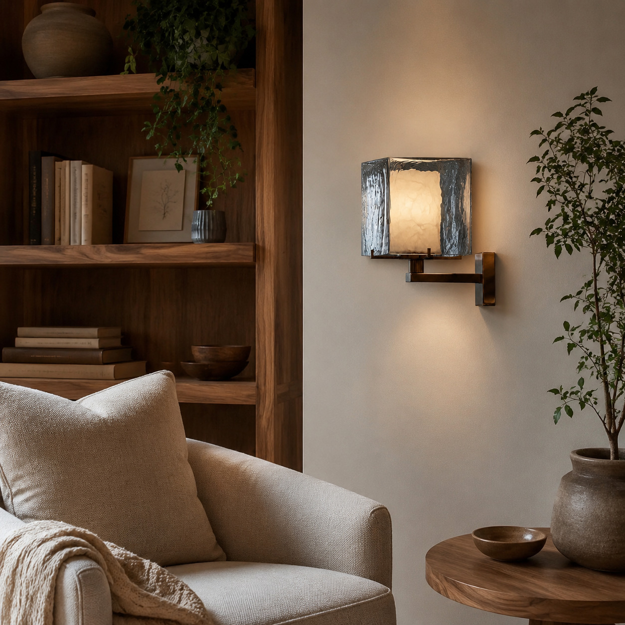 Aurelia Wall Sconce in a cozy reading nook
