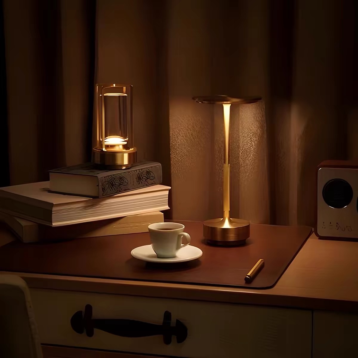 Aurelia Halo lamp in a cozy study