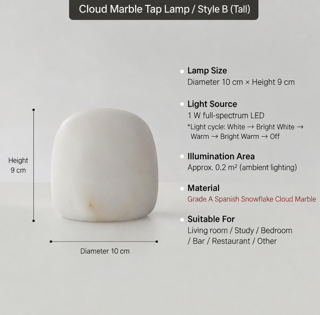 Tall pebble lamp dimensions and specifications