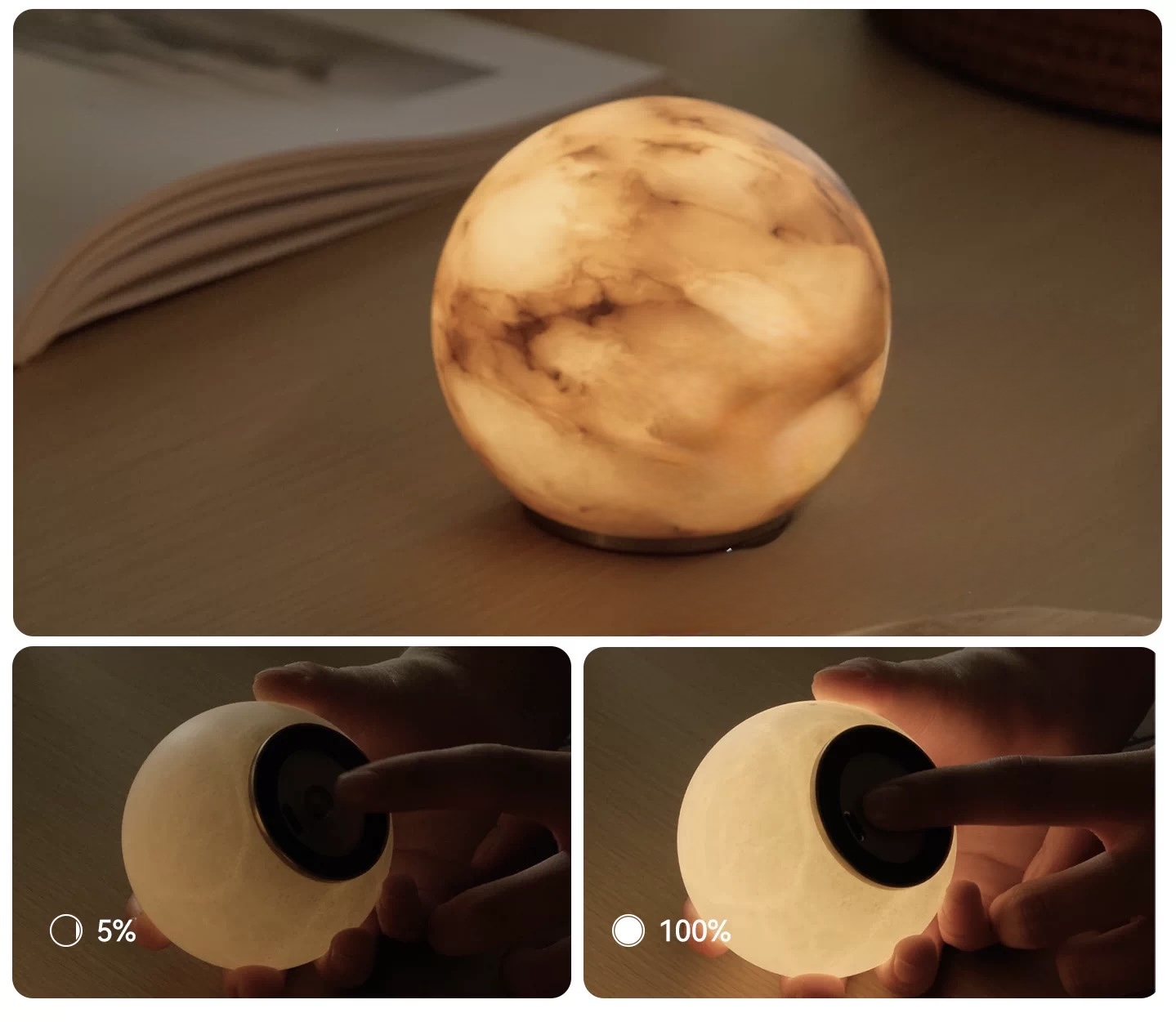 Stepless touch dimming from 5 to 100 percent