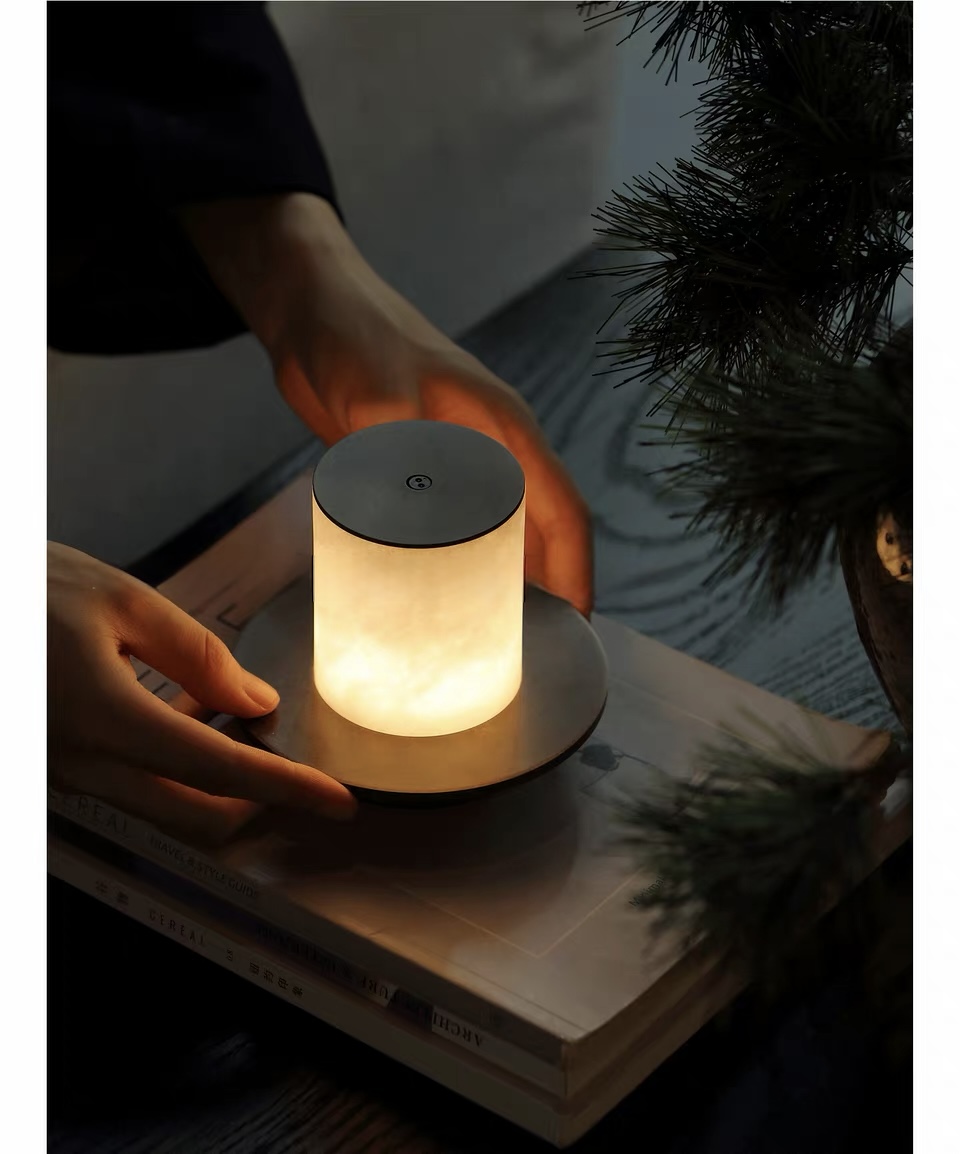 Halo Veil lamp with touch control in use