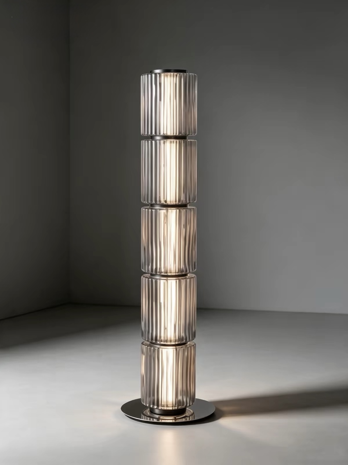 Column Ribbed Glass Floor Lamp — view 1