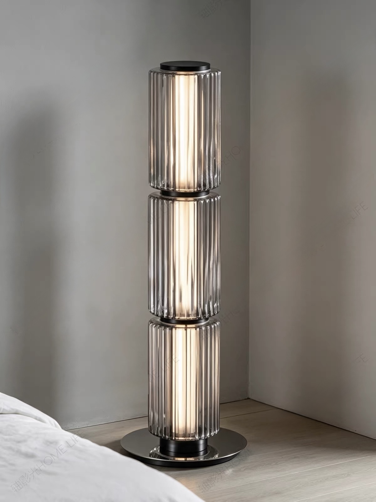 Column Ribbed Glass Floor Lamp — view 2
