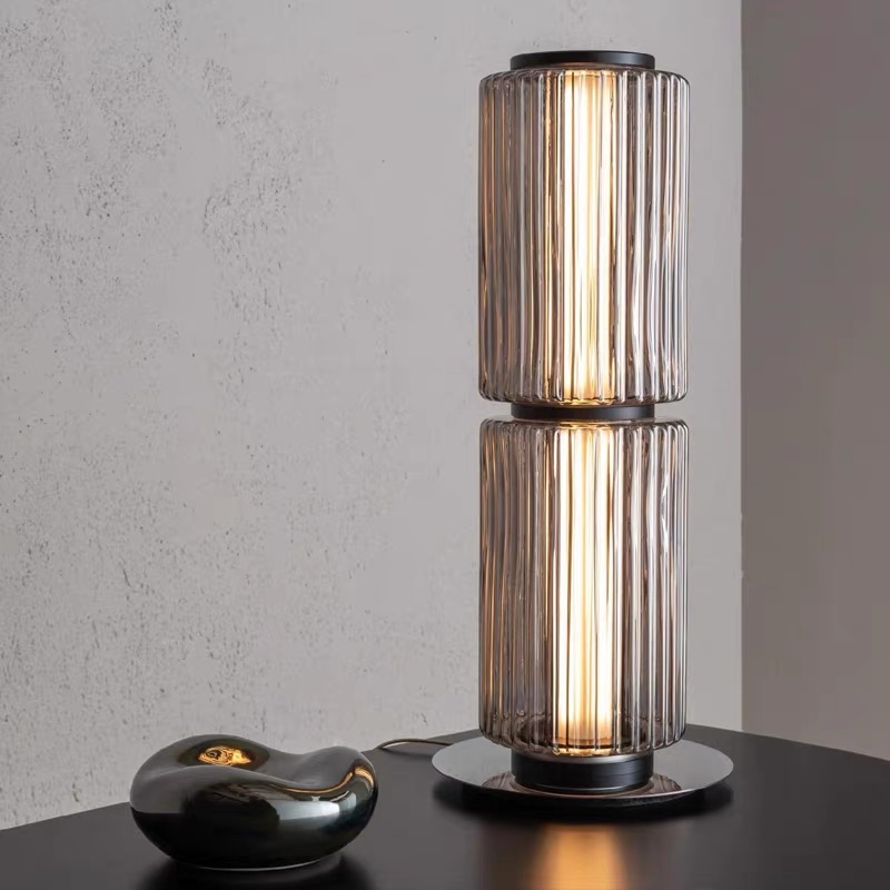 Column Ribbed Glass Floor Lamp — view 5