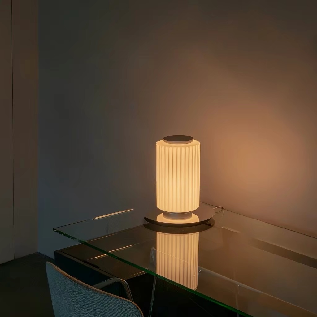 Column Ribbed Glass Floor Lamp — view 8