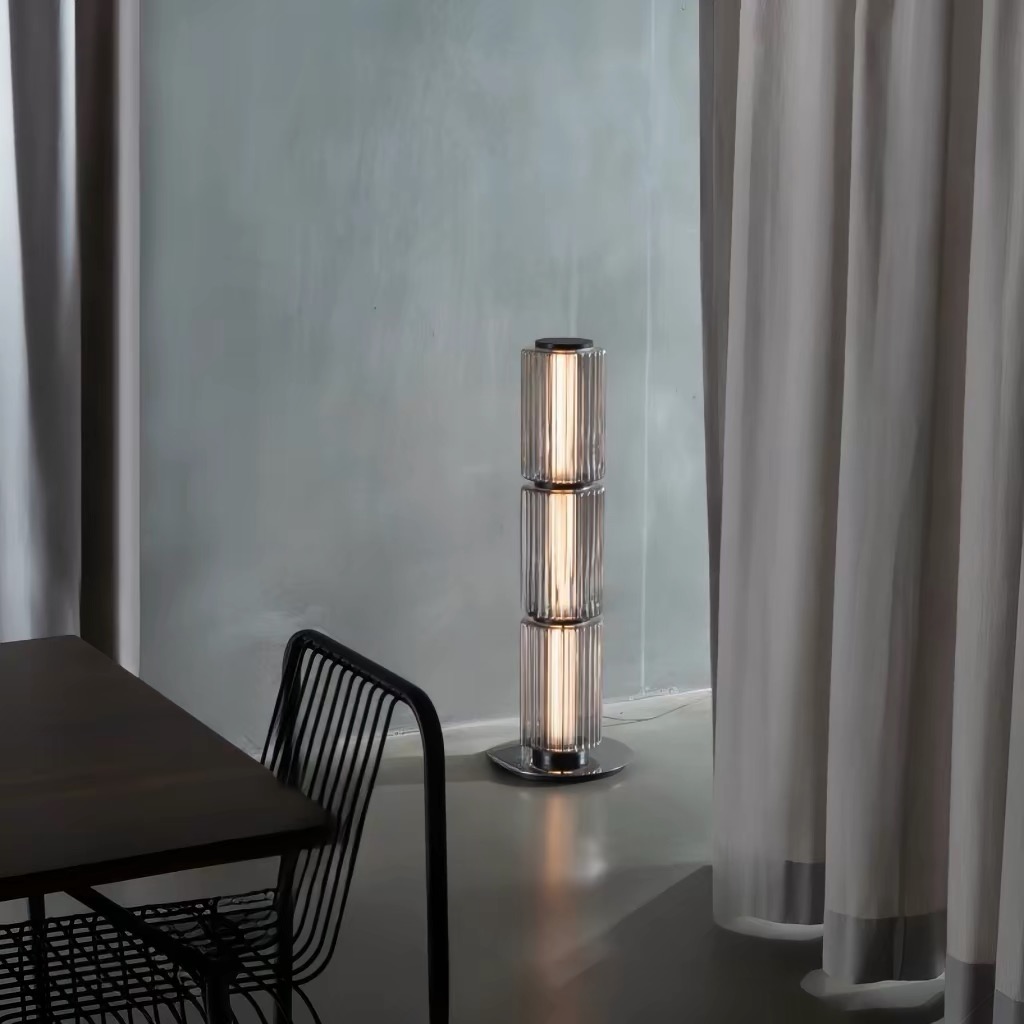 Column Ribbed Glass Floor Lamp — view 9